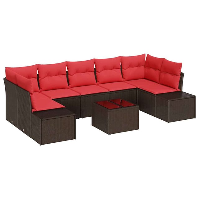 vidaXL Sofa Set mit Kissen 8 Stk Braun Poly Rattan 3346984