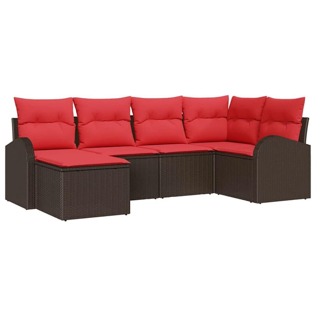 vidaXL Gartensofa-set mit Kissen 6 Stk Braun Poly Rattan 3346114