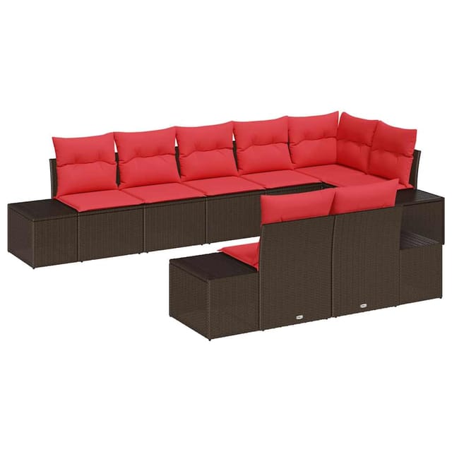 vidaXL Gartensofa-set mit Kissen 8 Stk Braun Poly-Rattan 3347114