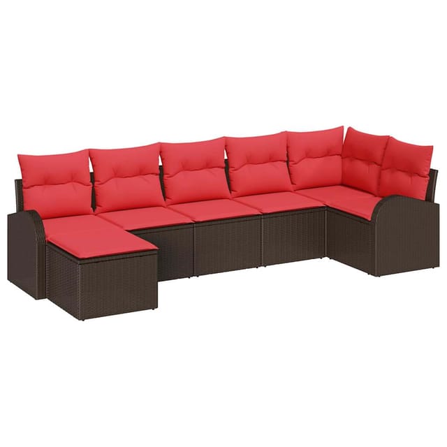 vidaXL Garten-Sofa-Set mit Kissen 7 Stk Braun Poly Rattan 3346134