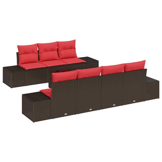 vidaXL Sofa Set mit Kissen 8 Stk Braun Poly Rattan 3346974