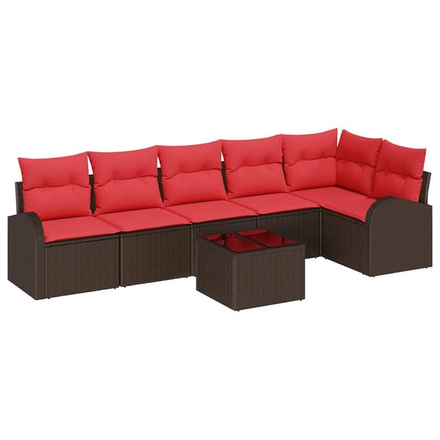 vidaXL Gartensofa-set 7 Stk Braun Poly-Rattan 3346074
