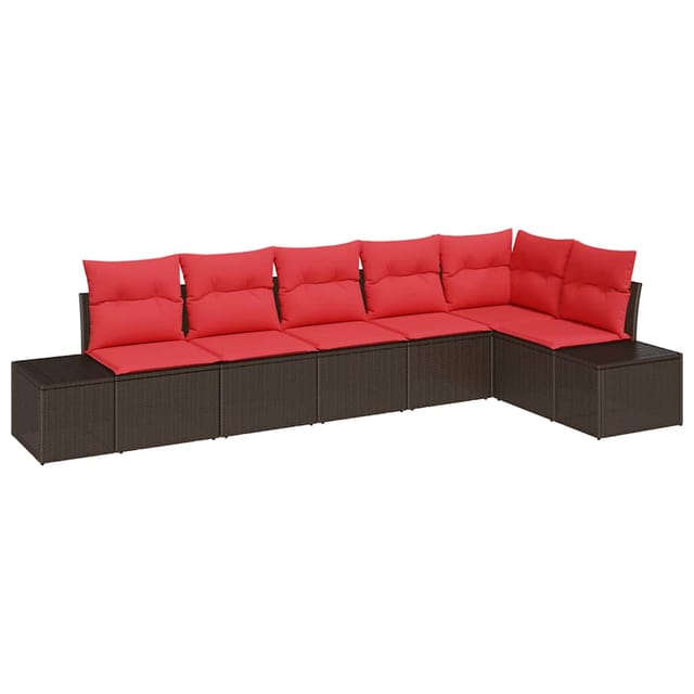 vidaXL Gartensofa-set mit Kissen 6 Stk Braun Poly-Rattan 3347084