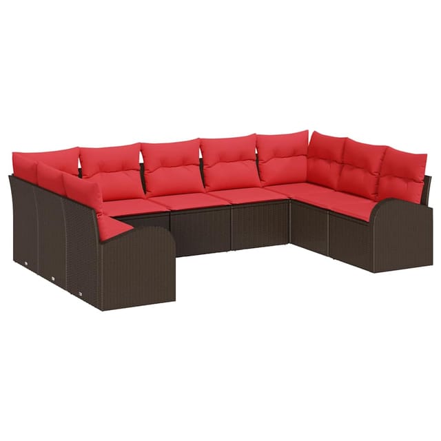 vidaXL Sofa Set mit Kissen Braun Poly Rattan 3346204