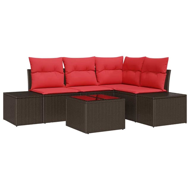 vidaXL Gartensofa-set mit Kissen 5 Stk Braun Poly-Rattan 3347054