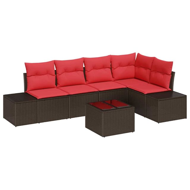 vidaXL Gartensofa-set mit Kissen 6 Stk Braun Poly-Rattan 3347074