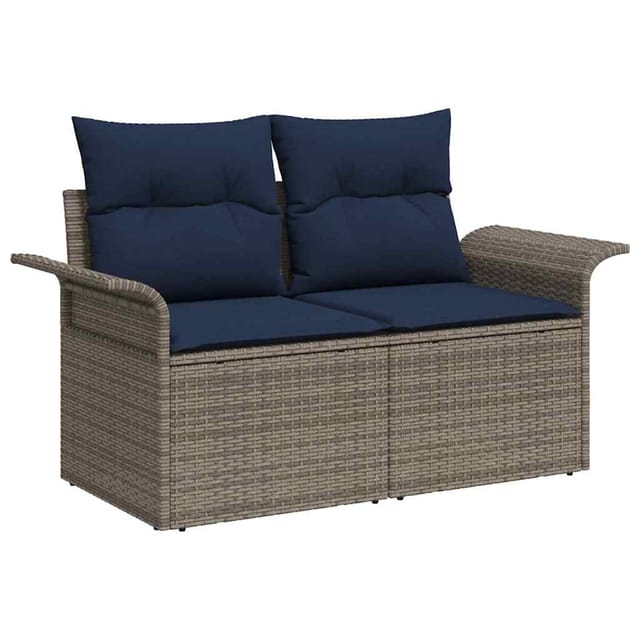vidaXL Gartensofa-set mit Kissen 7 Stk Grau Poly-Rattan 3347283
