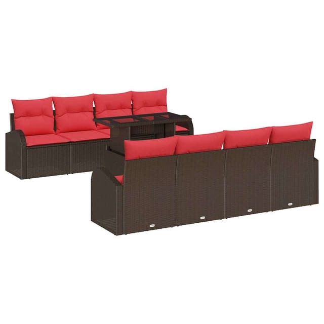 vidaXL Gartensofa-set mit Speicher 9 Stk Braun Poly-Rattan 3348610