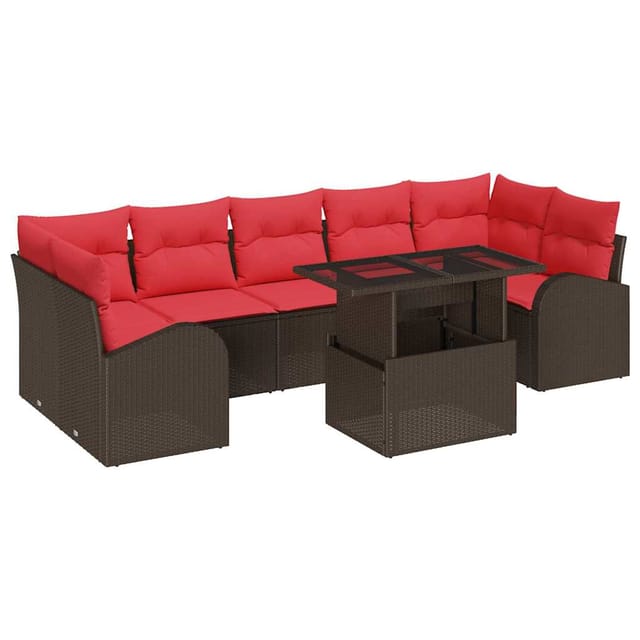 vidaXL Gartensofa-set mit Speicher 8 Stk Braun Poly-Rattan 3348600