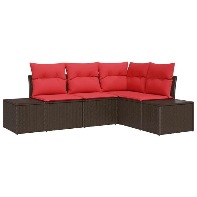 vidaXL Gartensofa-set mit Kissen 4 Stk Braun Poly-Rattan 3347044