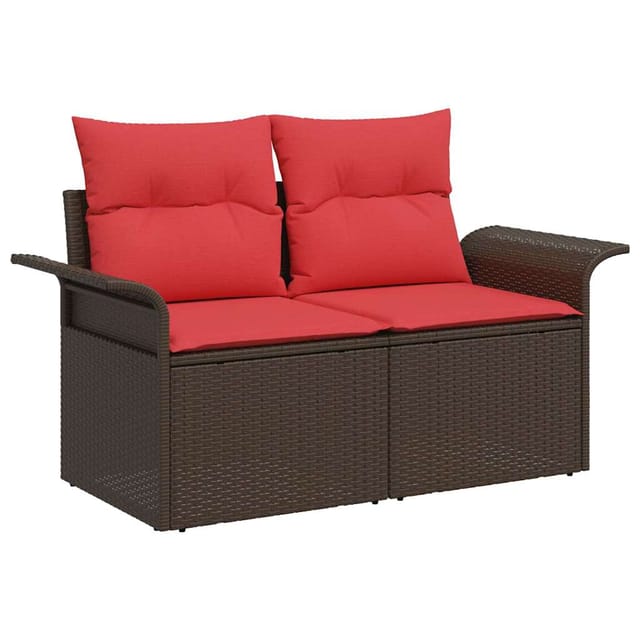 vidaXL Gartensofa-set mit Kissen 7 Stk Braun Poly-Rattan 3348320