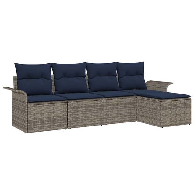vidaXL Gartensofa-set mit Speicher 5 Stk Grau Poly-Rattan 3353994