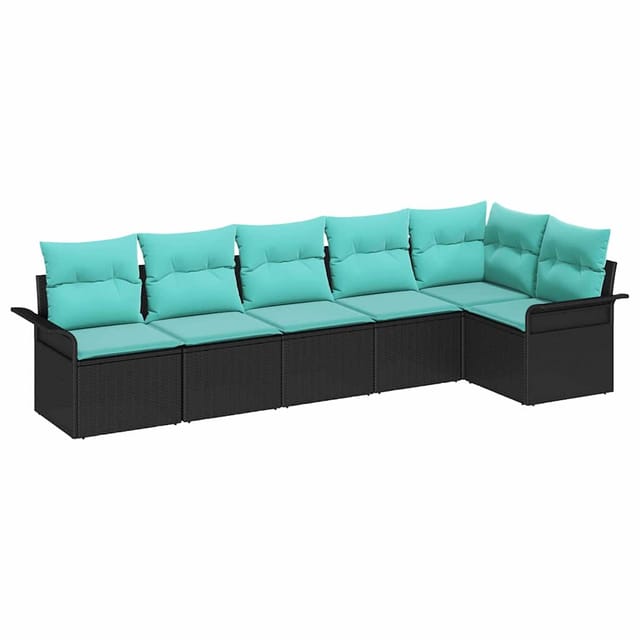 vidaXL Gartensofa-set mit Speicher 6 Stk Schwarz Poly-Rattan 3354055