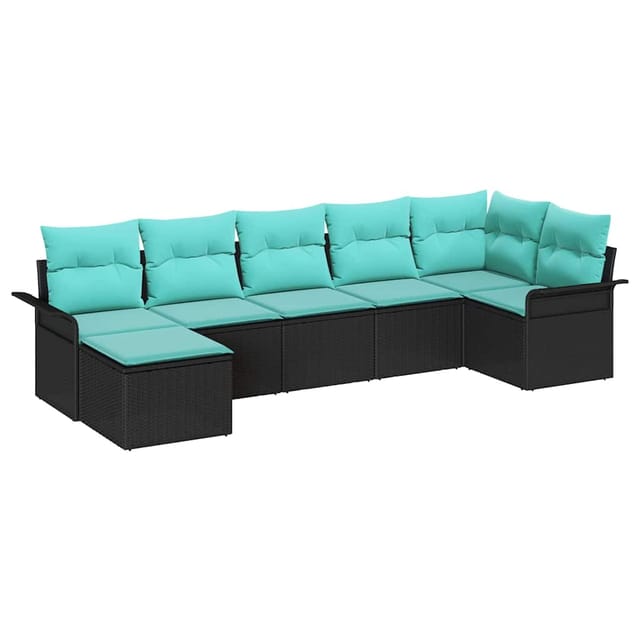 vidaXL Gartensofa-set mit Speicher 7 Stk Schwarz Poly-Rattan 3354125