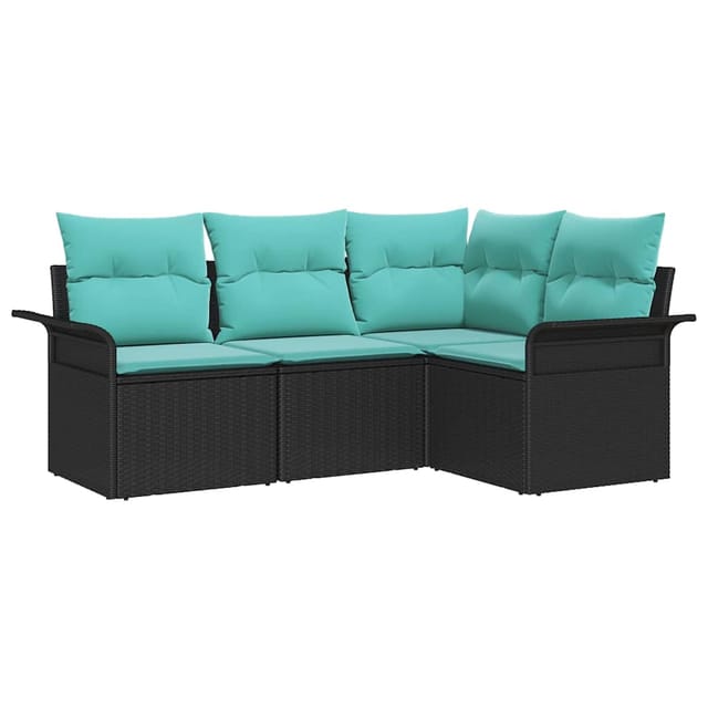 vidaXL Gartensofa-set mit Speicher 4 Stk Schwarz Poly-Rattan 3354015