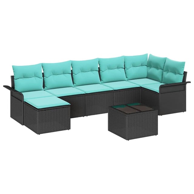 vidaXL Gartensofa-set mit Speicher 8 Stk Schwarz Poly-Rattan 3354135