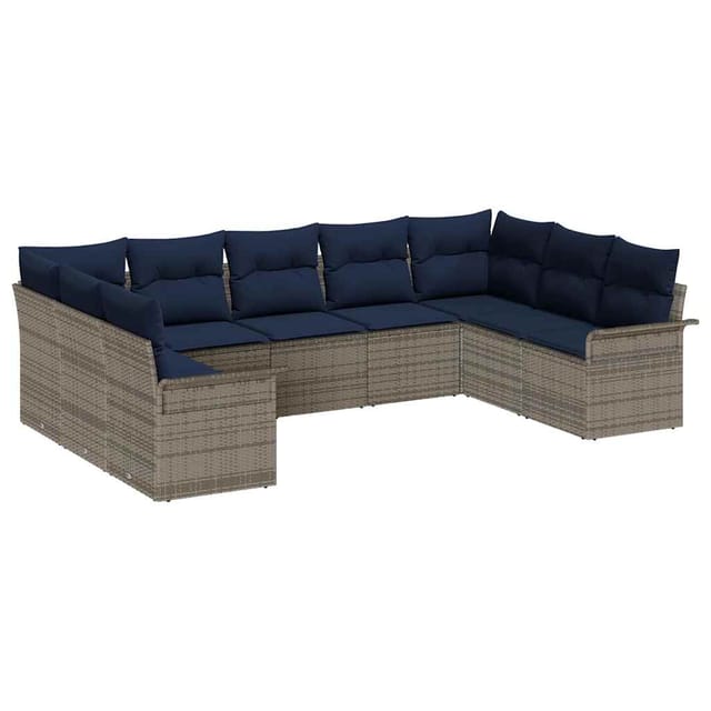 vidaXL Gartensofa-set mit Speicher 9 Stk Hellgrau Poly-Rattan 3354194