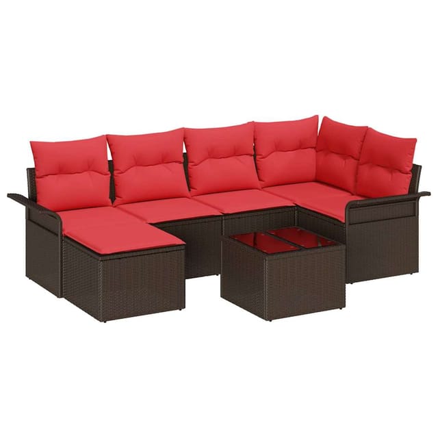 vidaXL Gartensofa-set mit Speicher 7 Stk Braun Poly-Rattan 3354113