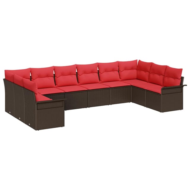 vidaXL Gartensofa-set mit Speicher 10 Stk Beige Poly-Rattan 3354213