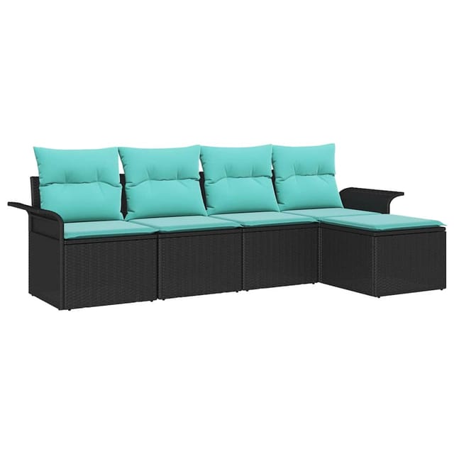 vidaXL Gartensofa-set mit Speicher 5 Stk Schwarz Poly-Rattan 3353995