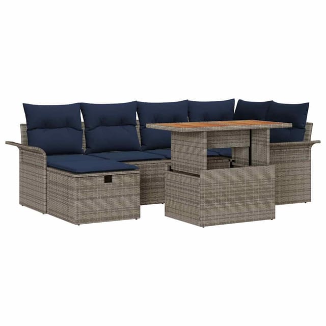 vidaXL Garten-Sofa-Set 7 Stk Grau Poly-Rattan 3361248