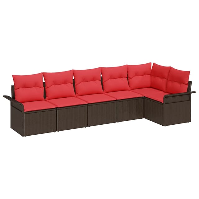 vidaXL Gartensofa-set mit Speicher 6 Stk Braun Poly-Rattan 3354053