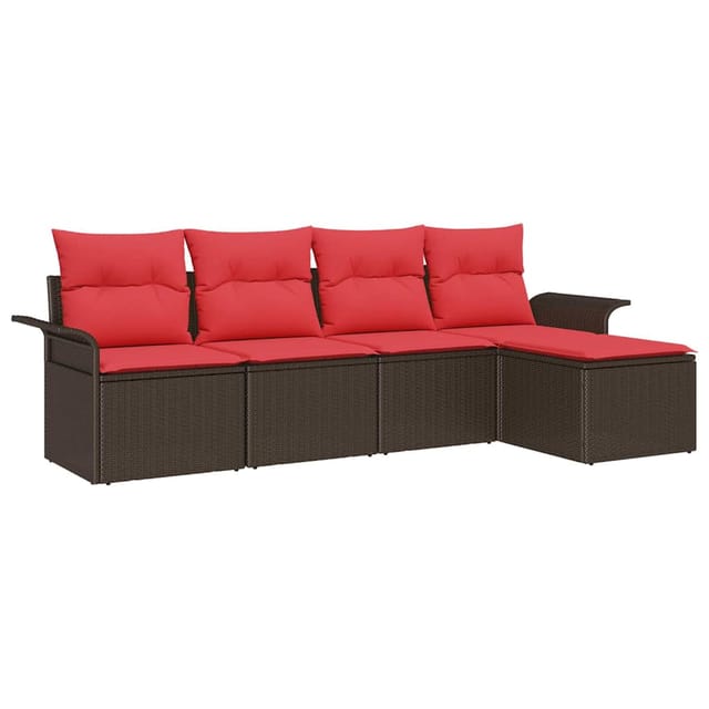 vidaXL Gartensofa-set mit Speicher 5 Stk Braun Poly-Rattan 3353993