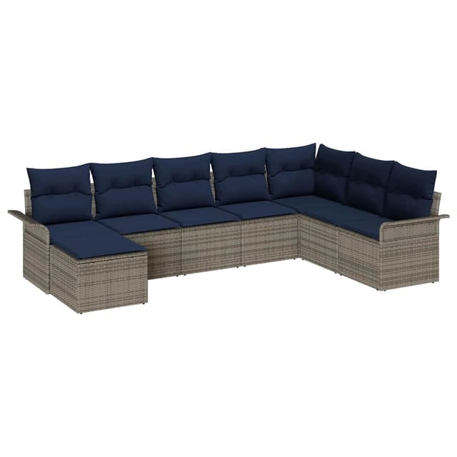 vidaXL Garten-Sofa-Set mit Kissen 8 Stk Hellgrau Poly Rattan 3354154