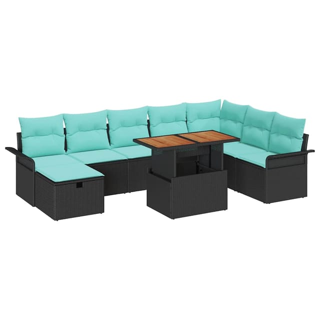 vidaXL Garten-Sofa-Set 9 Stk Schwarz Poly-Rattan 3361263
