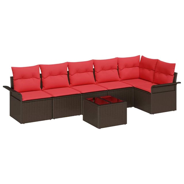 vidaXL Gartensofa-set mit Speicher 7 Stk Braun Poly-Rattan 3354063