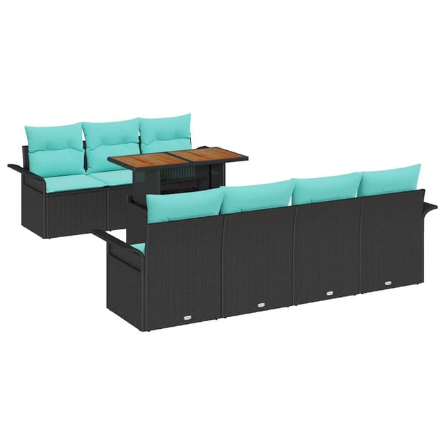 vidaXL Garten-Sofa-Set mit Speicher 8 Stk Schwarz Poly Rattan 3358034