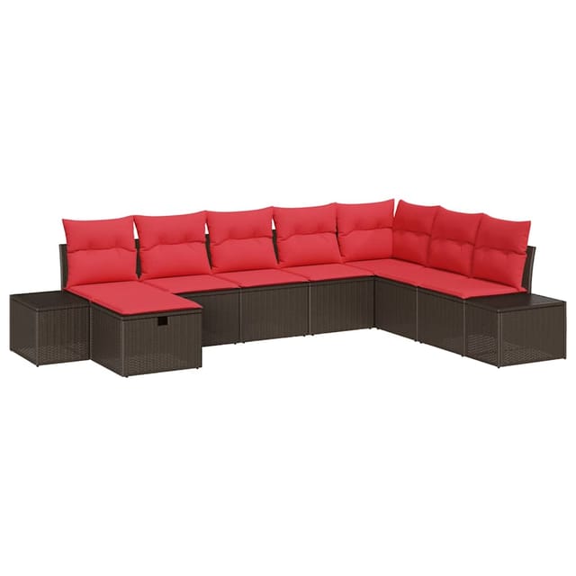vidaXL Gartensofa-set mit Kissen 8 Stk Braun Poly-Rattan 3359433