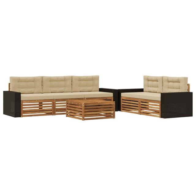 vidaXL Outdoor-Sofagarnitur 6 Stk Natur und Beige 3383036