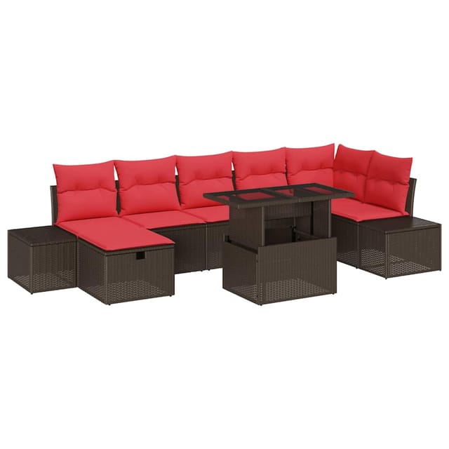 vidaXL Gartensofa-set mit Kissen mit Speicher 8 Stk Poly-Rattan 3359891