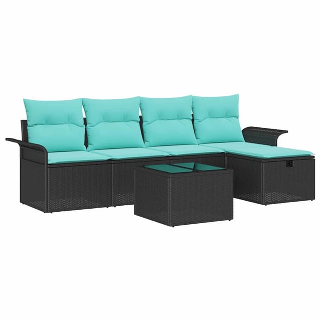 vidaXL Gartensofa-set mit Kissen mit Speicher 6 Stk Poly Rattan 3360207