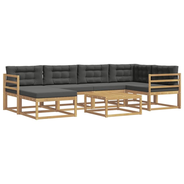 vidaXL Outdoor-Sofagarnitur 7 Stk Weiß und Anthrazit 3386711
