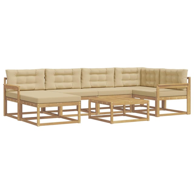 vidaXL Outdoor-Sofagarnitur 7 Stk Weiß und Beige 3386717