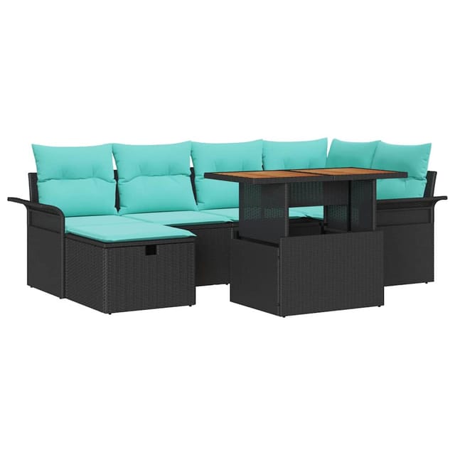 vidaXL Garten-Sofa-Set 7 Stk Schwarz Poly-Rattan 3361249