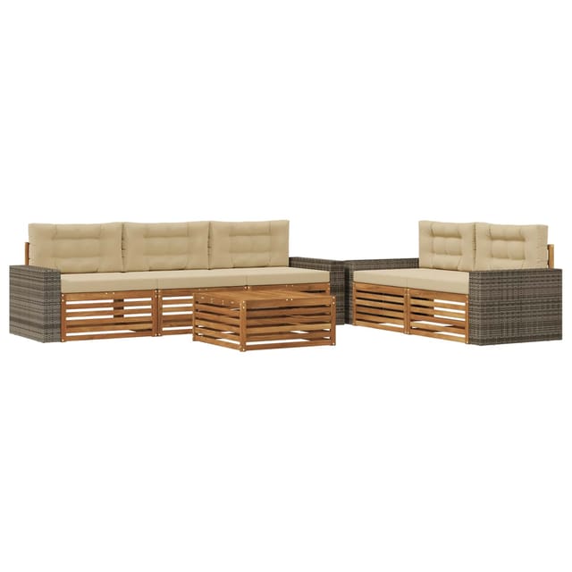 vidaXL Outdoor-Sofagarnitur 6 Stk Natur und Beige 3383041
