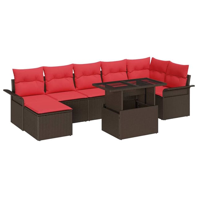 vidaXL Gartensofa-set mit Kissen mit Speicher 8 Stk Braun Poly Rattan 3357067