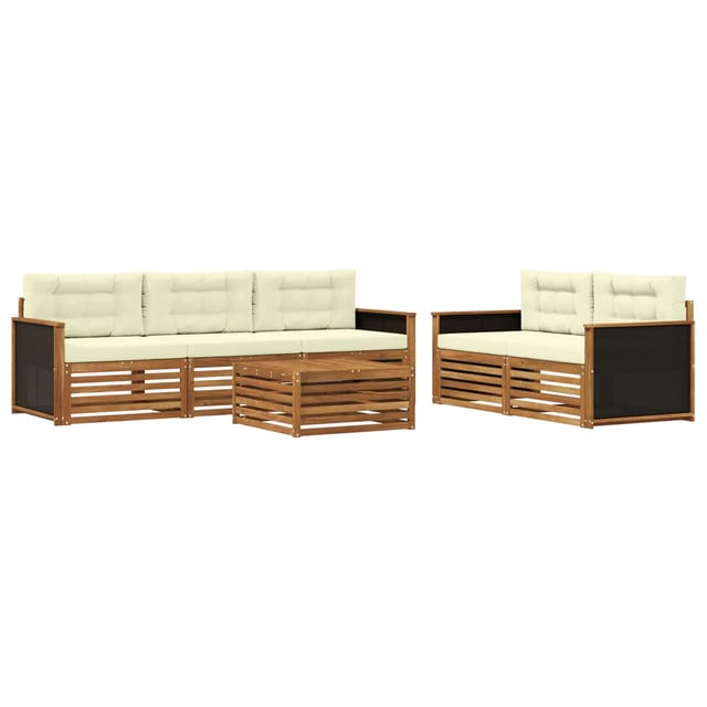 vidaXL Outdoor-Sofagarnitur 6 Stk Natur und Creme 3383013