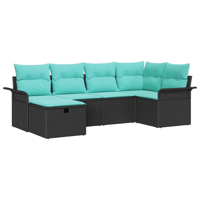 vidaXL Gartensofa-set mit Kissen mit Speicher 6 Stk Poly Rattan 3360217