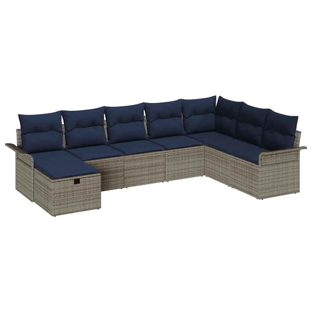 vidaXL Gartensofa-set mit Kissen mit Speicher 8 Stk Poly Rattan 3360266