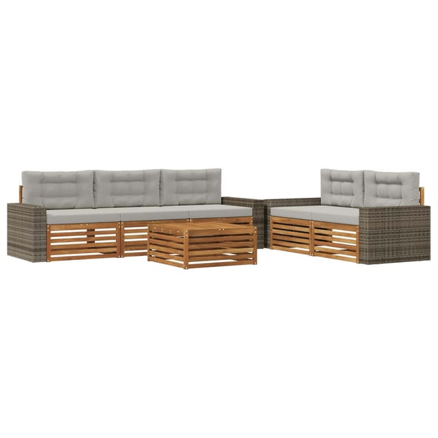 vidaXL Outdoor-Sofagarnitur 6 Stk Natur und Hellgrau 3383039