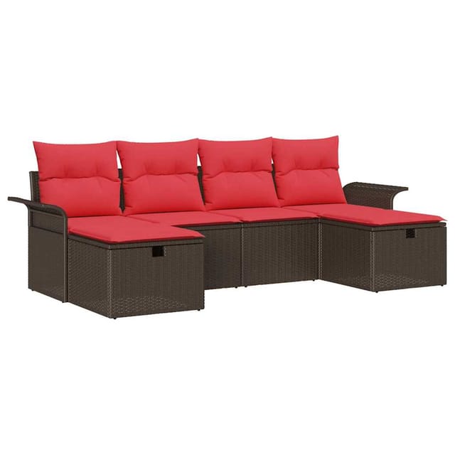 vidaXL Gartensofa-set mit Kissen mit Speicher 6 Stk Poly Rattan 3360255