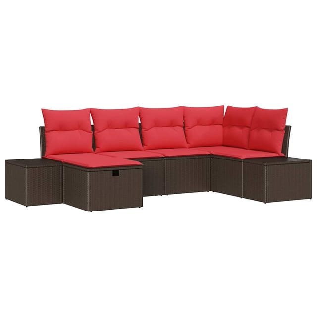 vidaXL Gartensofa-set mit Kissen 6 Stk Braun Poly-Rattan 3359383