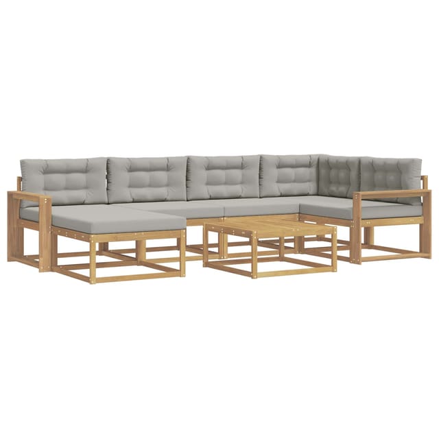 vidaXL Outdoor-Sofagarnitur 7 Stk Weiß und Hellgrau 3386730