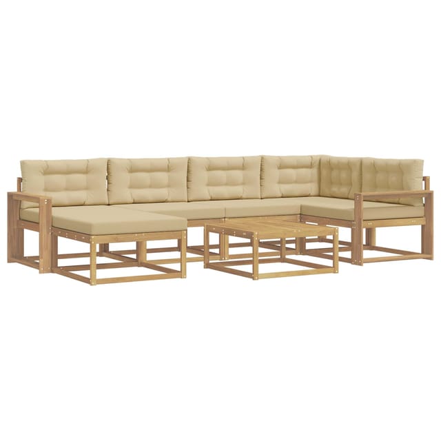 vidaXL Outdoor-Sofagarnitur 7 Stk Weiß und Beige 3386732