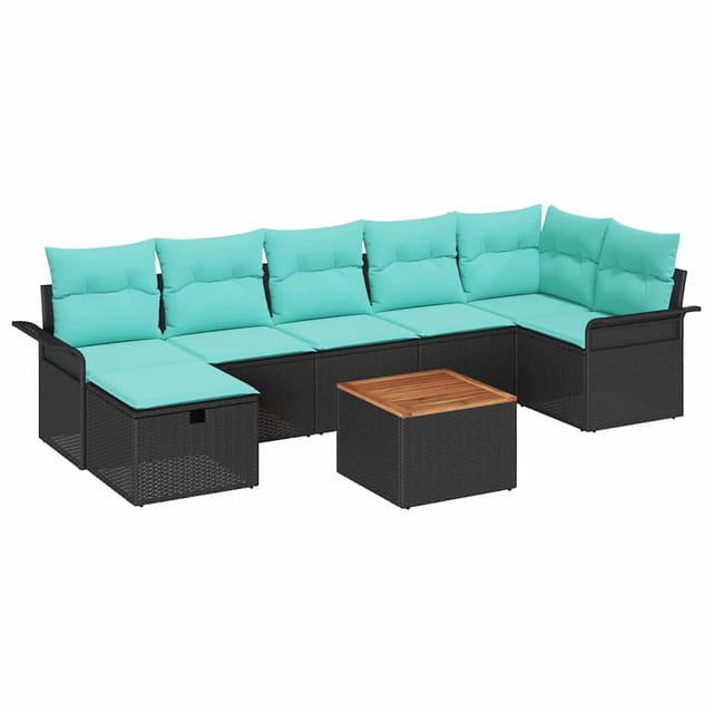 vidaXL Gartensofa-set mit Kissen 8 Stk Schwarz Poly Rattan 3360798