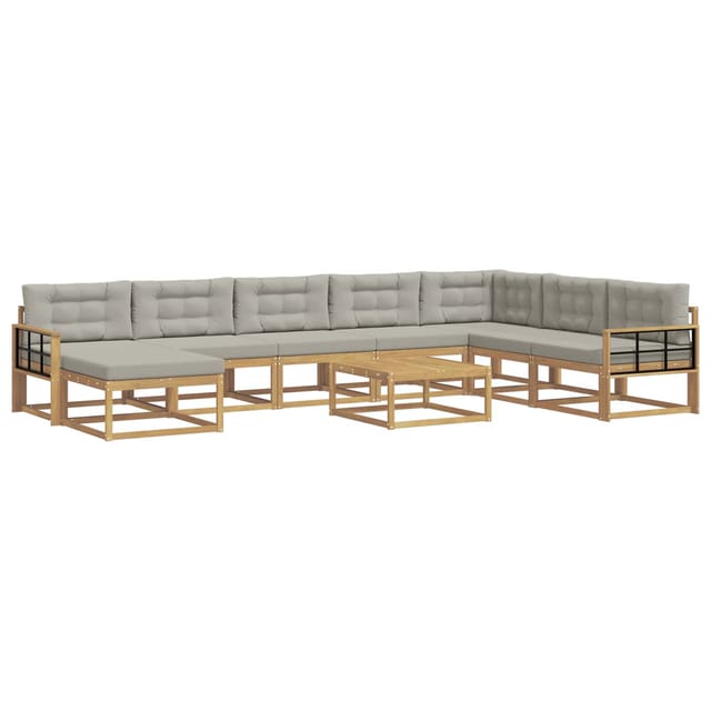 vidaXL Outdoor-Sofagarnitur 9 Stk Weiß und Hellgrau 3386910